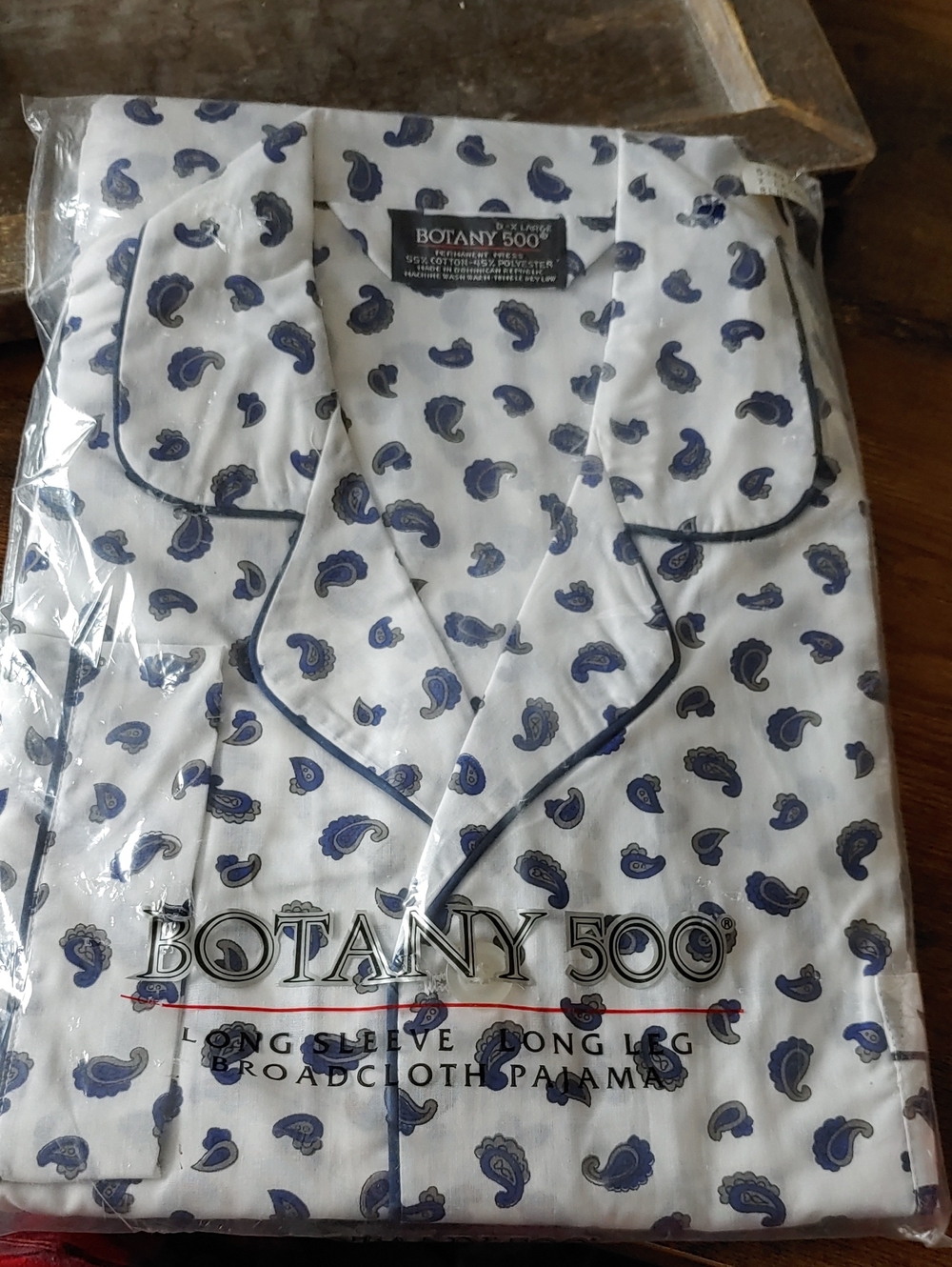 NWT Men's XL Botany 500 Blue Paisley Long Sleeve Pajama Set